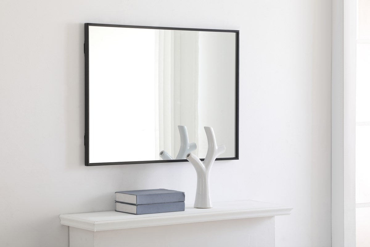 Metal Frame Rectangle Mirror 24 Inch Black Finish