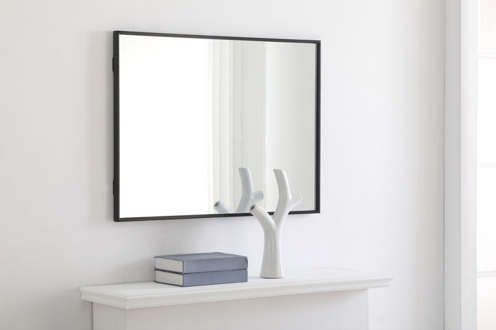 Metal Frame Rectangle Mirror 24 Inch Black Finish