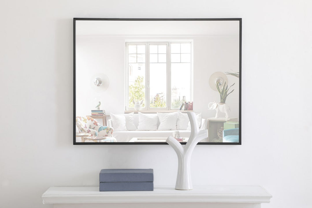 Metal Frame Rectangle Mirror 24 Inch Black Finish