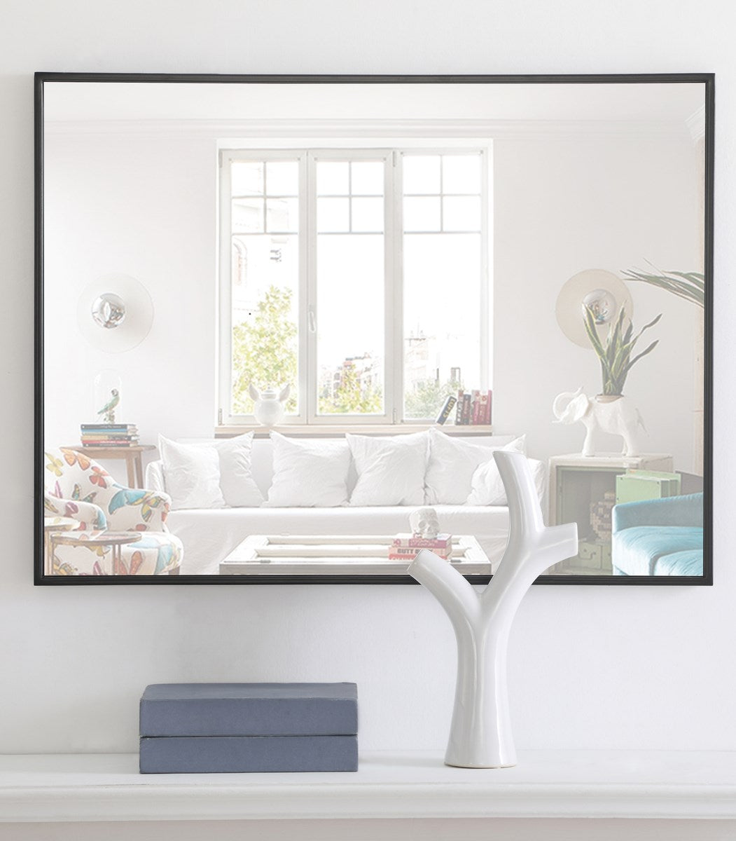 Metal Frame Rectangle Mirror 24 Inch Black Finish