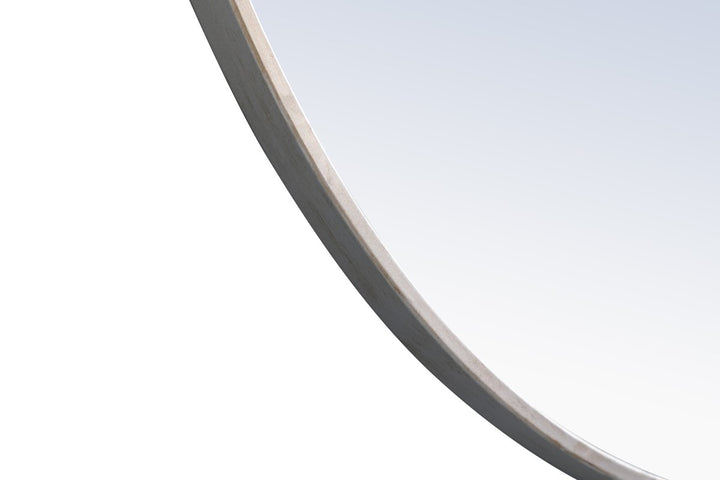 Metal Frame Round Mirror With Decorative Hook 48 Inch Silver Finish