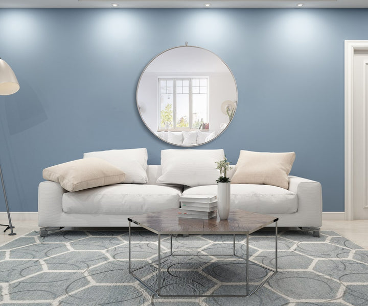 Metal Frame Round Mirror With Decorative Hook 48 Inch Silver Finish