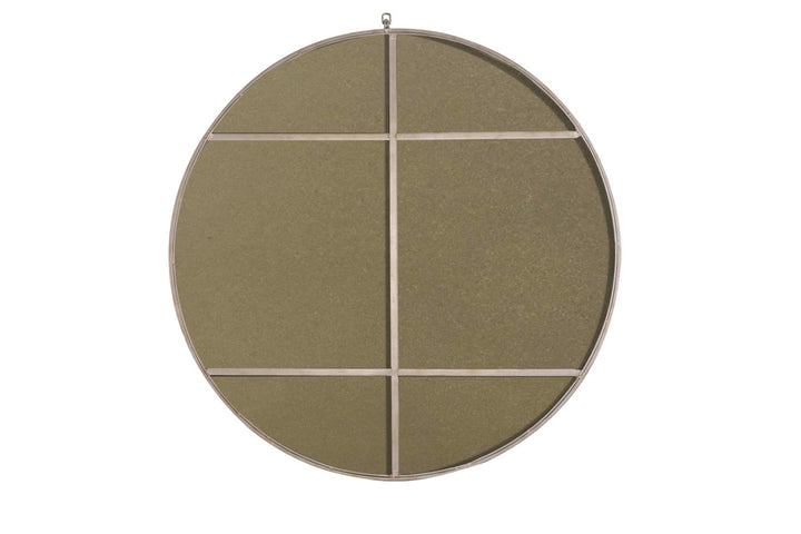 Metal Frame Round Mirror With Decorative Hook 48 Inch Silver Finish