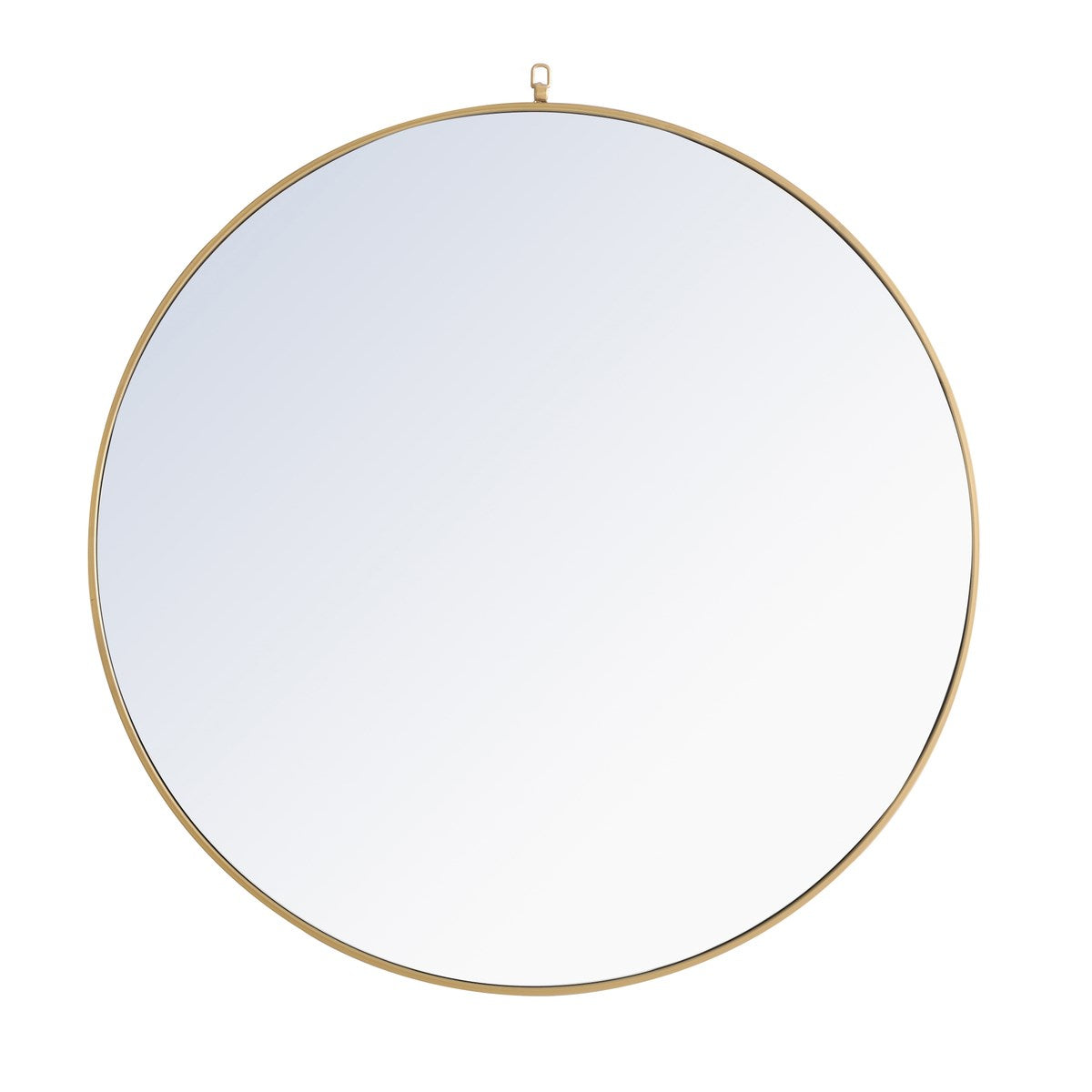 Metal Frame Round Mirror With Decorative Hook 48 Inch Brass Finish by Elegant Decor