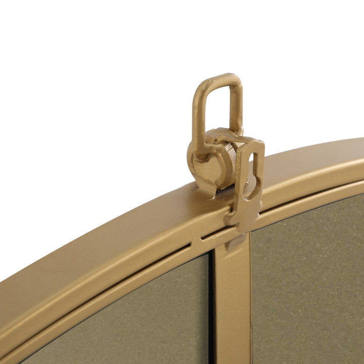 Metal Frame Round Mirror With Decorative Hook 48 Inch Brass Finish