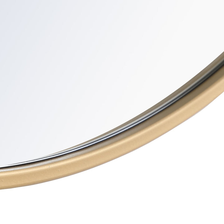 Metal Frame Round Mirror With Decorative Hook 48 Inch Brass Finish
