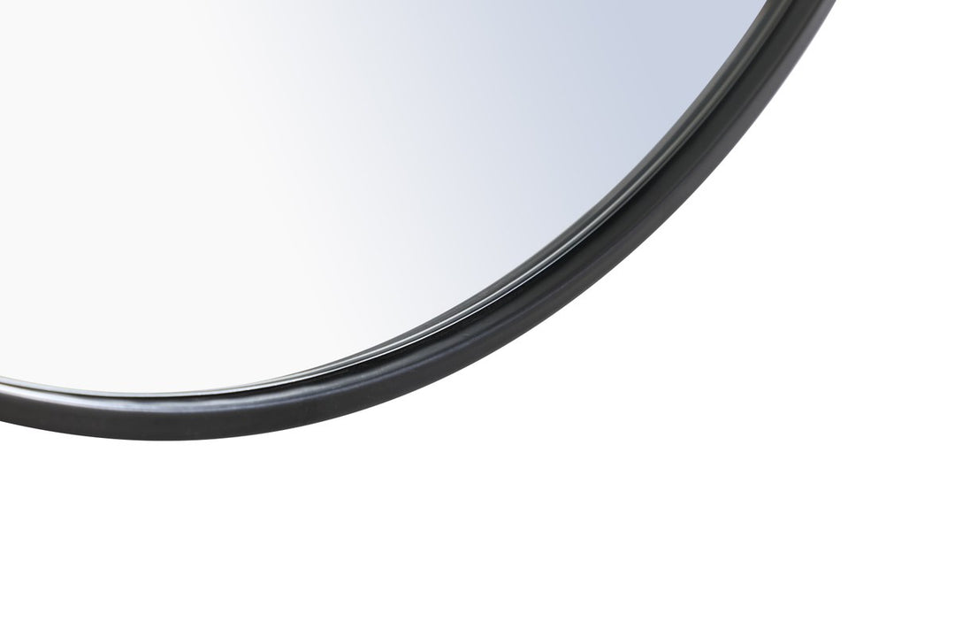 Metal Frame Round Mirror With Decorative Hook 48 Inch Black Finish