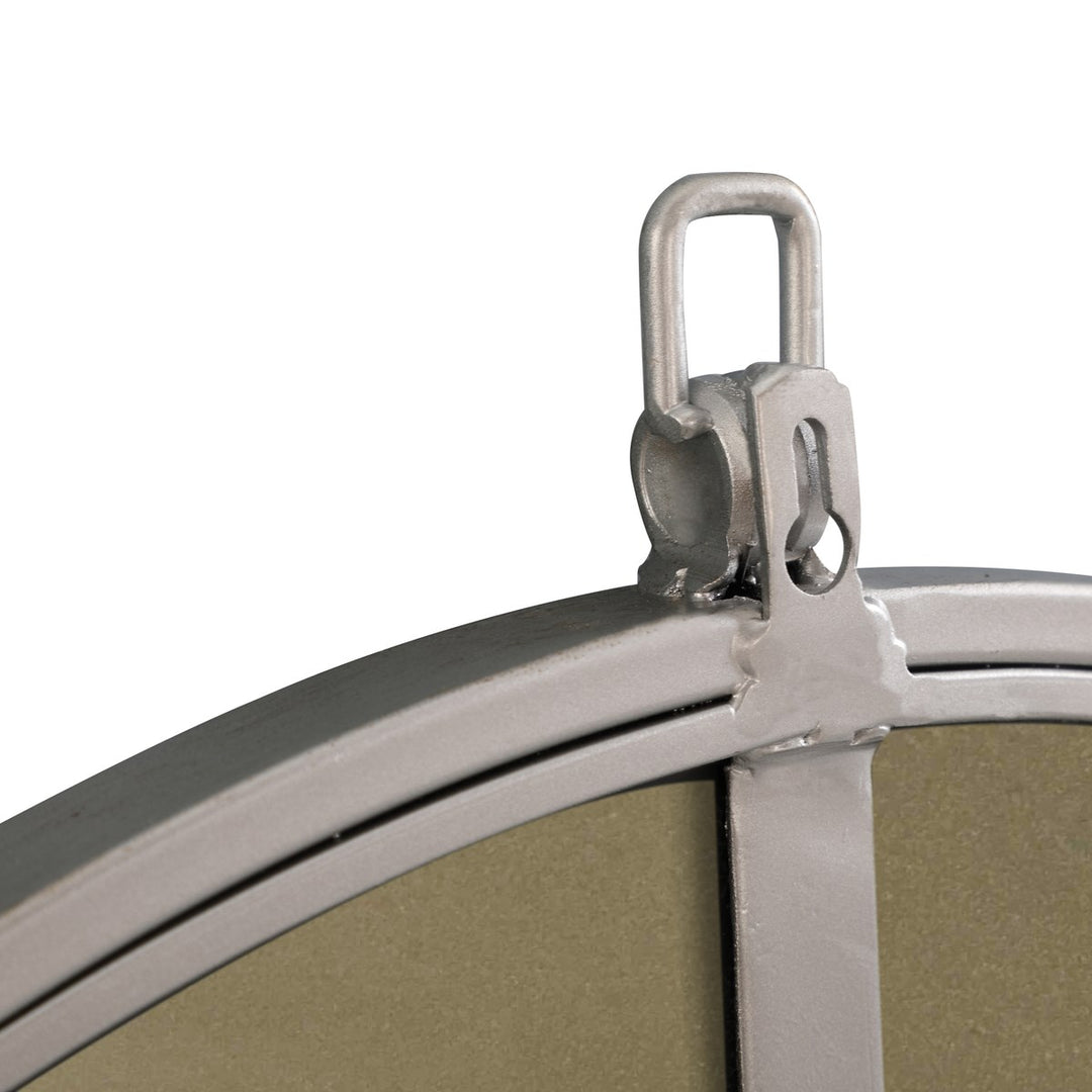 Metal Frame Round Mirror With Decorative Hook 42 Inch Silver Finish