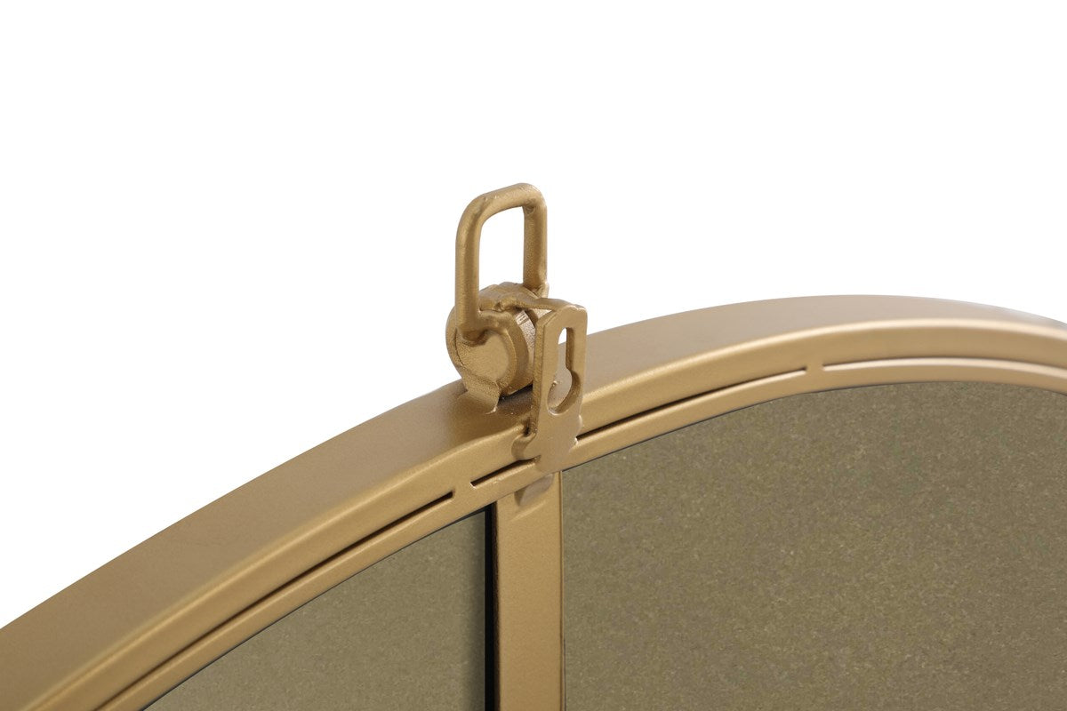 Metal Frame Round Mirror With Decorative Hook 42 Inch Brass Finish
