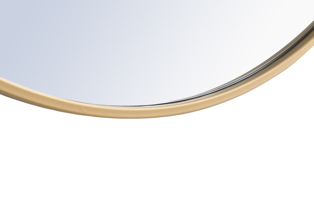 Metal Frame Round Mirror With Decorative Hook 42 Inch Brass Finish