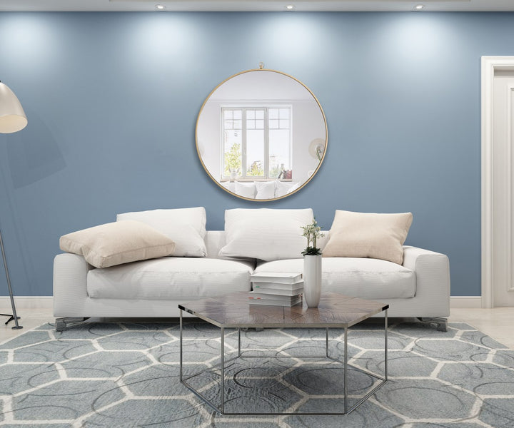 Metal Frame Round Mirror With Decorative Hook 42 Inch Brass Finish