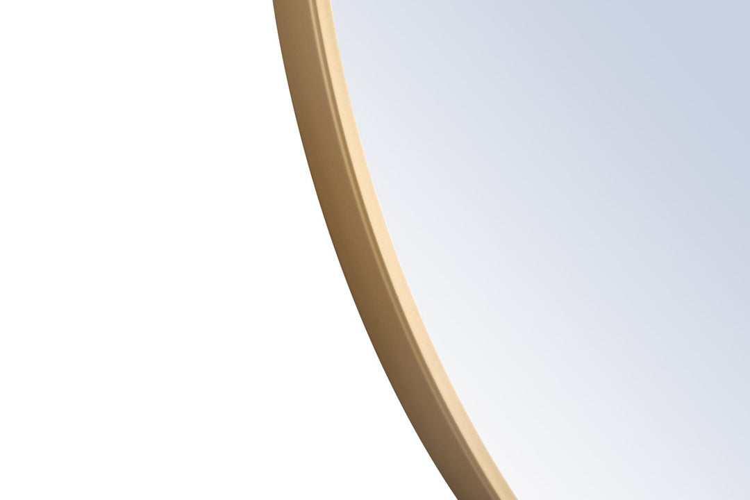 Metal Frame Round Mirror With Decorative Hook 42 Inch Brass Finish