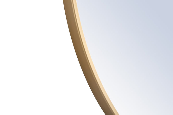 Metal Frame Round Mirror With Decorative Hook 42 Inch Brass Finish