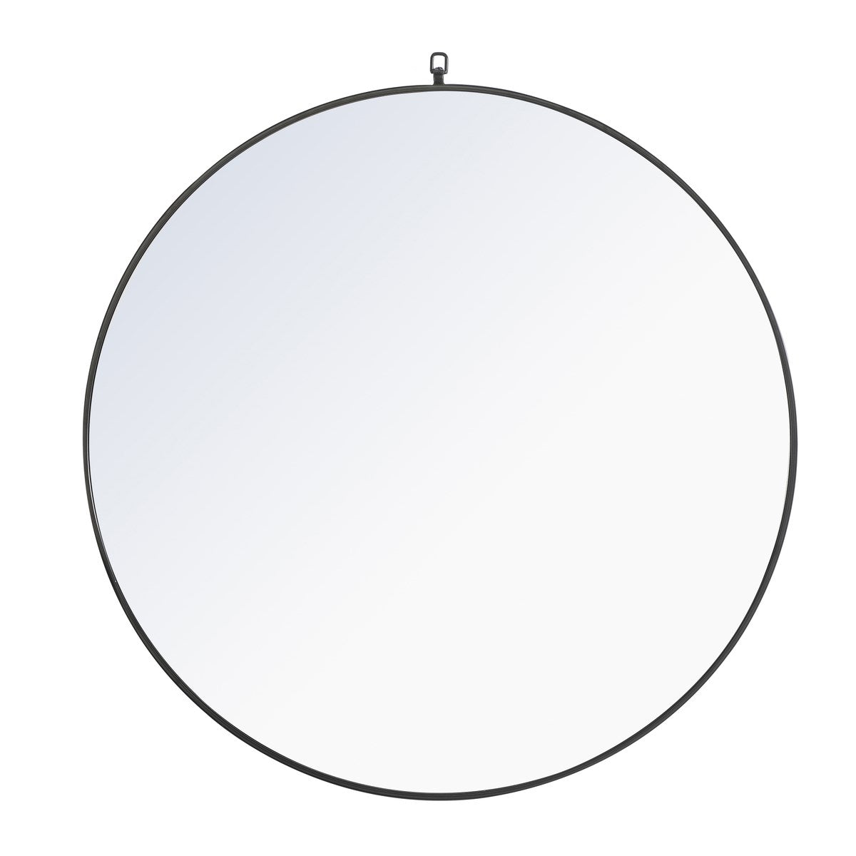 Metal Frame Round Mirror With Decorative Hook 42 Inch Black Finish by Elegant Decor