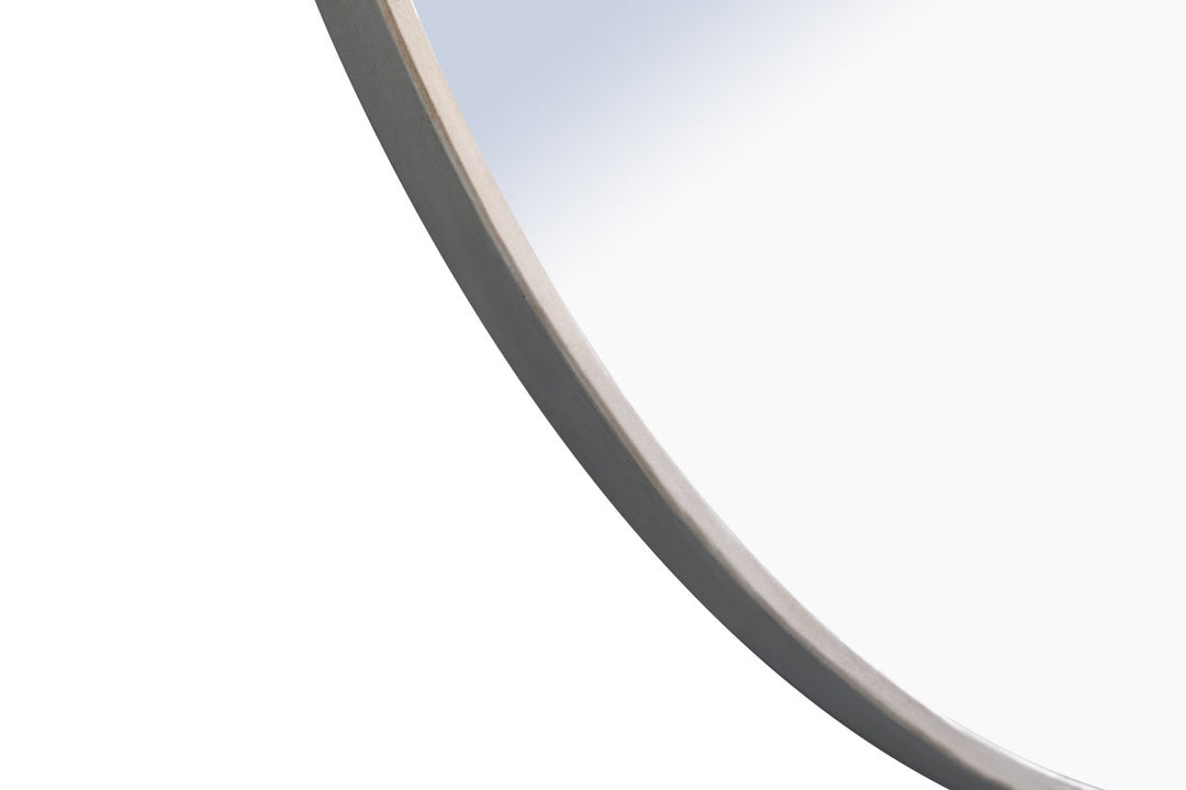 Metal Frame Round Mirror With Decorative Hook 36 Inch Silver Finish