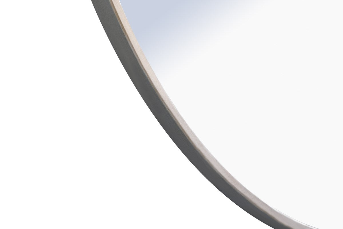 Metal Frame Round Mirror With Decorative Hook 36 Inch Silver Finish