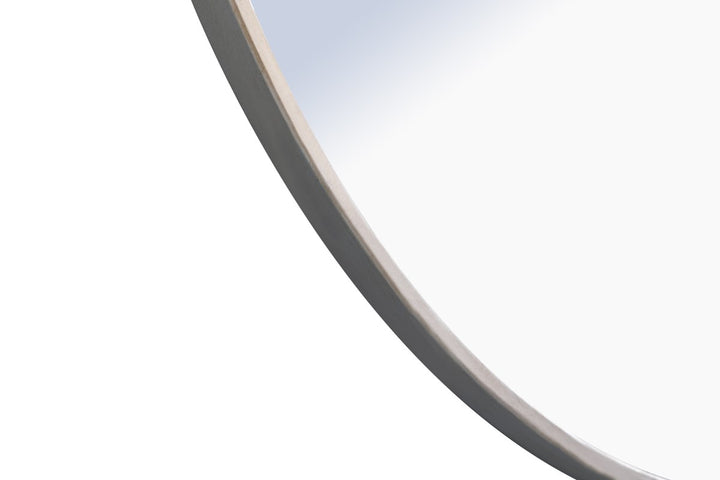 Metal Frame Round Mirror With Decorative Hook 36 Inch Silver Finish