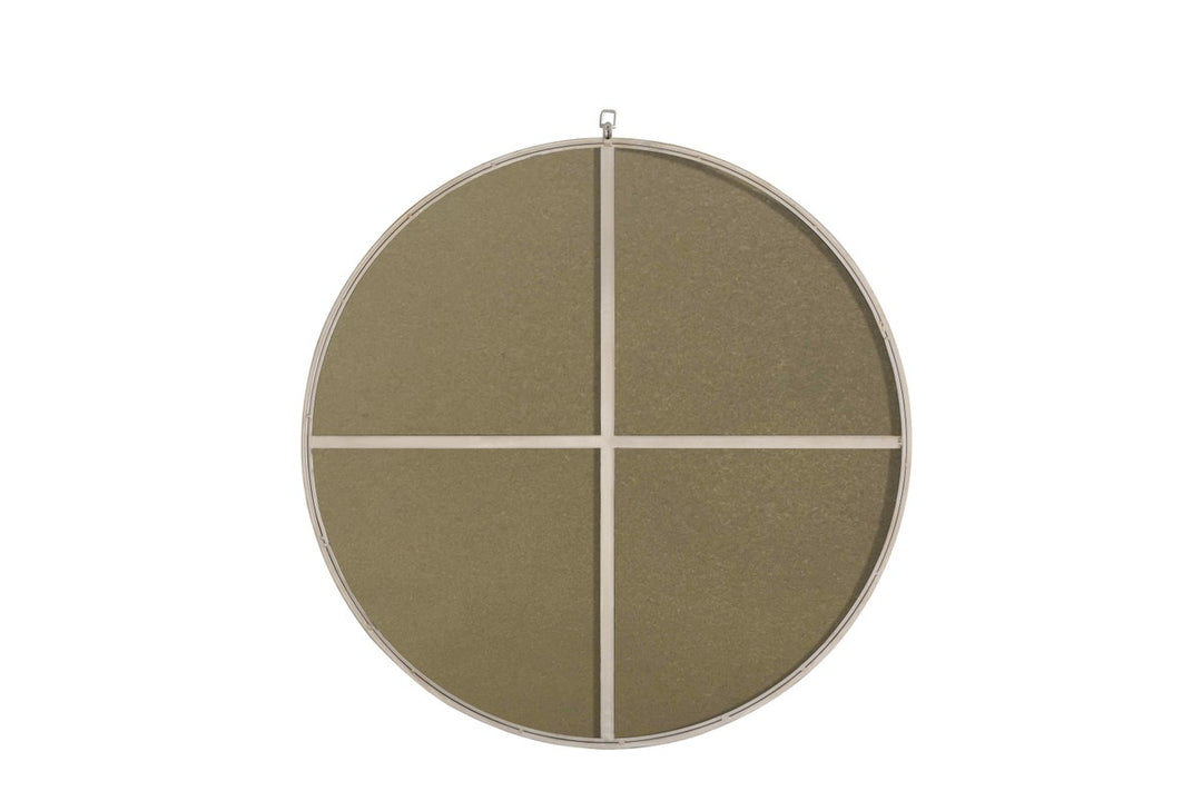Metal Frame Round Mirror With Decorative Hook 36 Inch Silver Finish