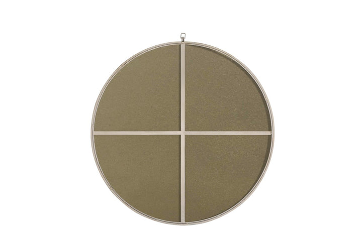 Metal Frame Round Mirror With Decorative Hook 36 Inch Silver Finish