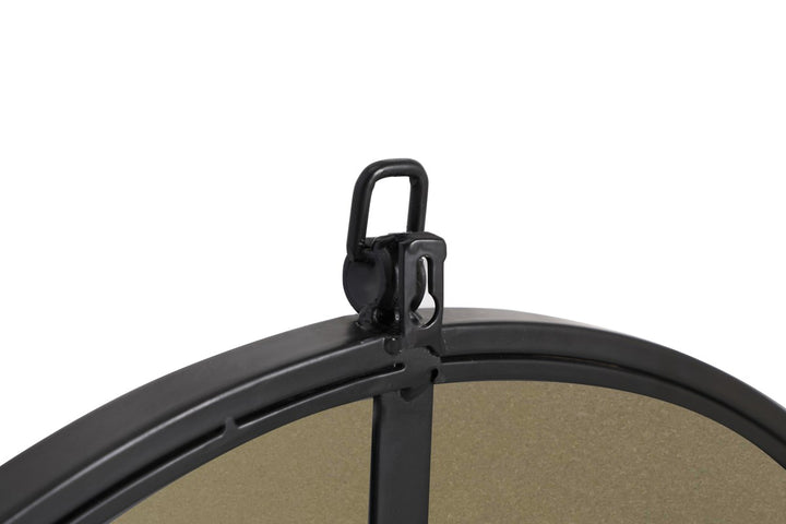 Metal Frame Round Mirror With Decorative Hook 36 Inch Black Finish