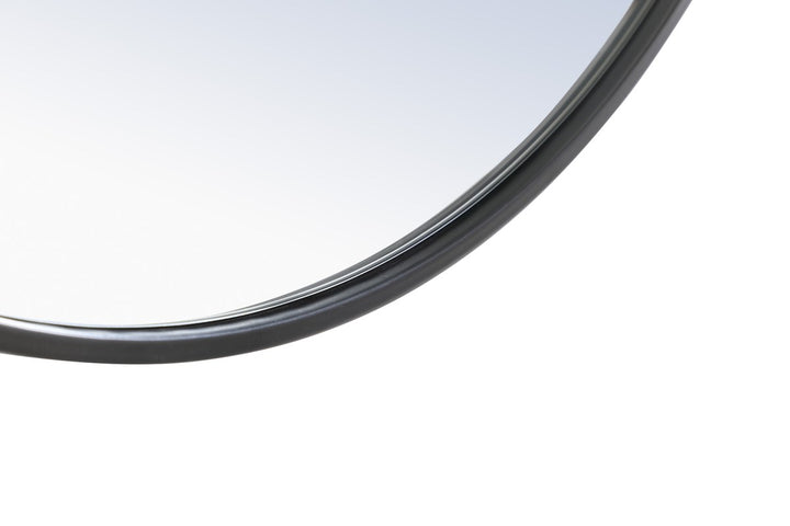 Metal Frame Round Mirror With Decorative Hook 36 Inch Black Finish