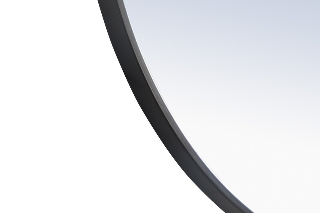 Metal Frame Round Mirror With Decorative Hook 36 Inch Black Finish
