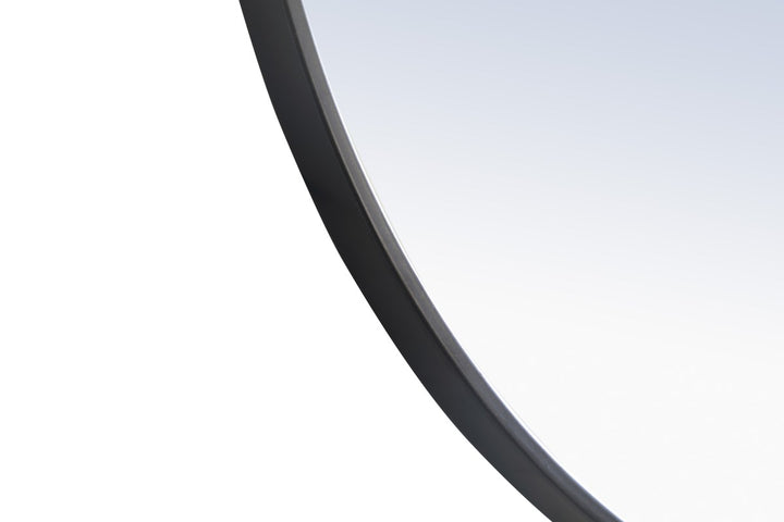 Metal Frame Round Mirror With Decorative Hook 36 Inch Black Finish