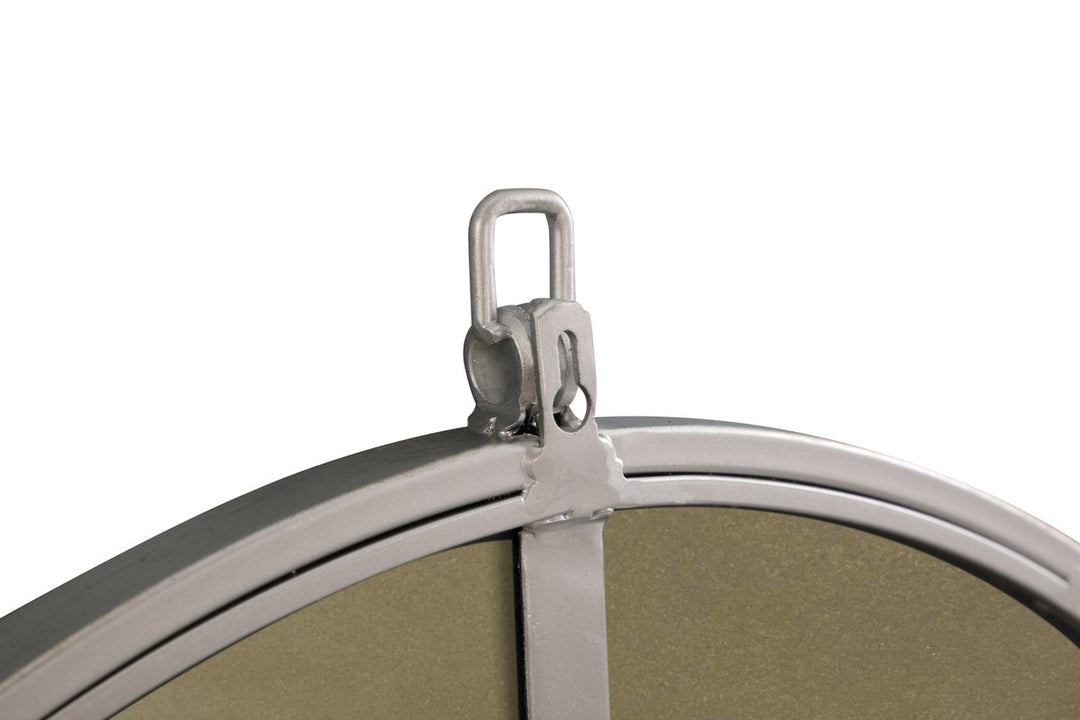 Metal Frame Round Mirror With Decorative Hook 32 Inch Silver Finish