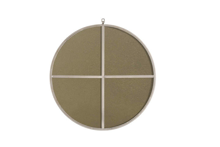 Metal Frame Round Mirror With Decorative Hook 32 Inch Silver Finish