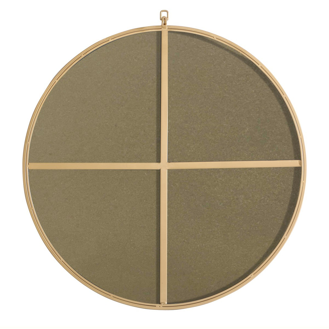 Metal Frame Round Mirror With Decorative Hook 32 Inch Brass Finish