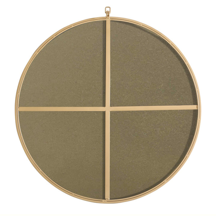 Metal Frame Round Mirror With Decorative Hook 32 Inch Brass Finish