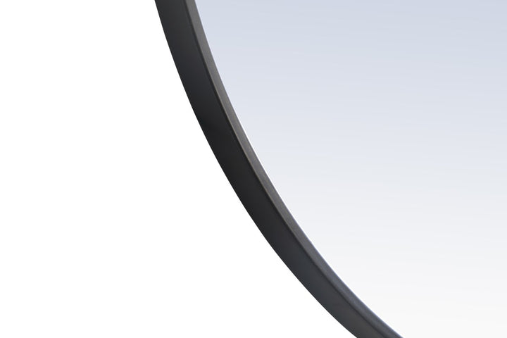 Metal Frame Round Mirror With Decorative Hook 32 Inch Black Finish