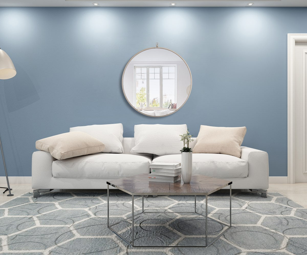 Metal Frame Round Mirror With Decorative Hook 28 Inch Silver Finish