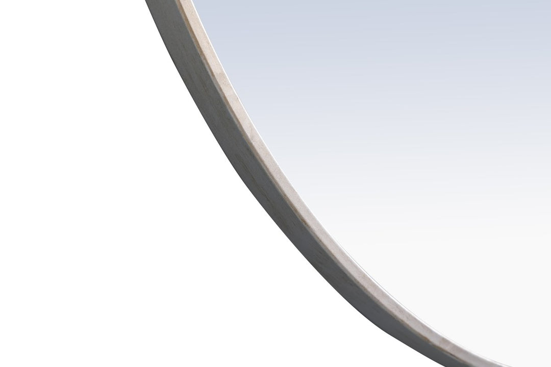 Metal Frame Round Mirror With Decorative Hook 28 Inch Silver Finish
