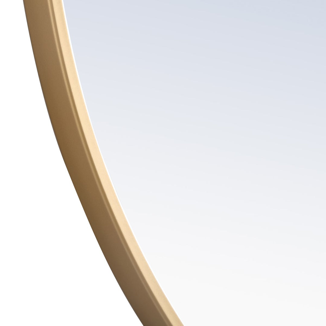 Metal Frame Round Mirror With Decorative Hook 28 Inch Brass Finish