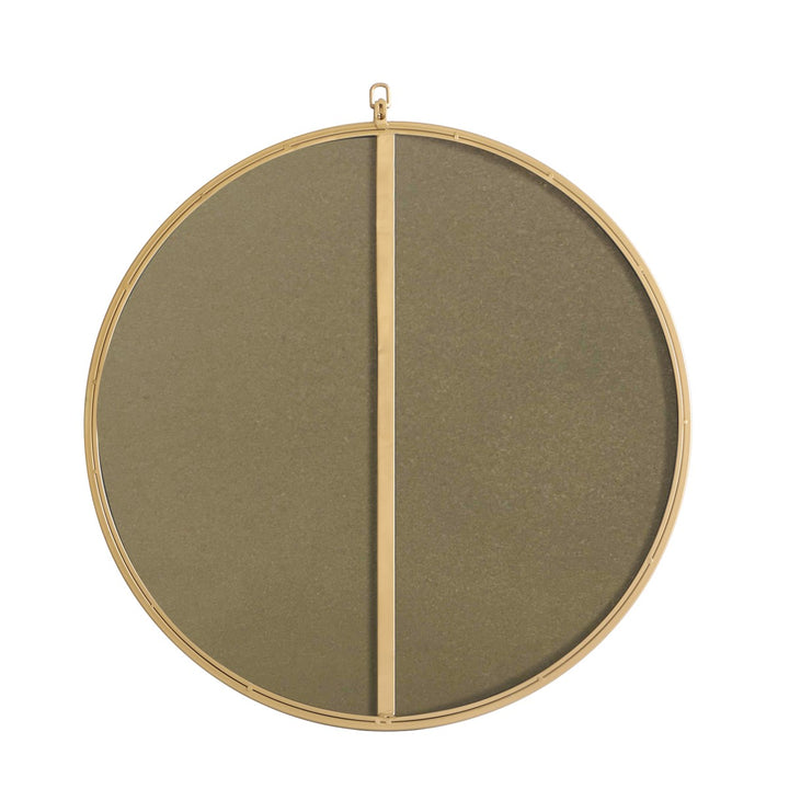 Metal Frame Round Mirror With Decorative Hook 28 Inch Brass Finish
