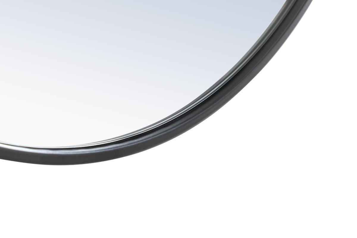 Metal Frame Round Mirror With Decorative Hook 28 Inch Black Finish