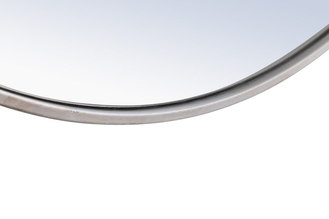 Metal Frame Round Mirror With Decorative Hook 24 Inch Silver Finish