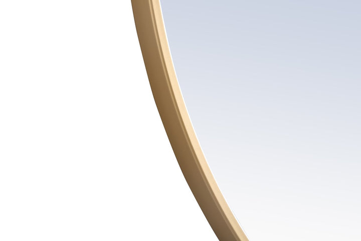Metal Frame Round Mirror With Decorative Hook 24 Inch Brass Finish