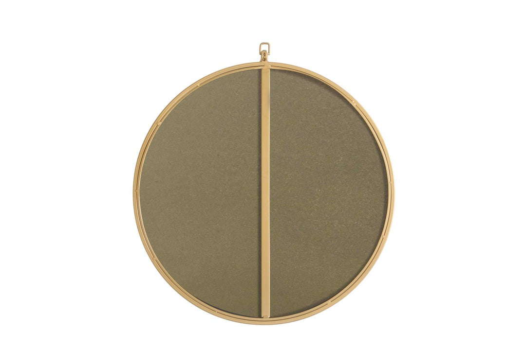 Metal Frame Round Mirror With Decorative Hook 24 Inch Brass Finish