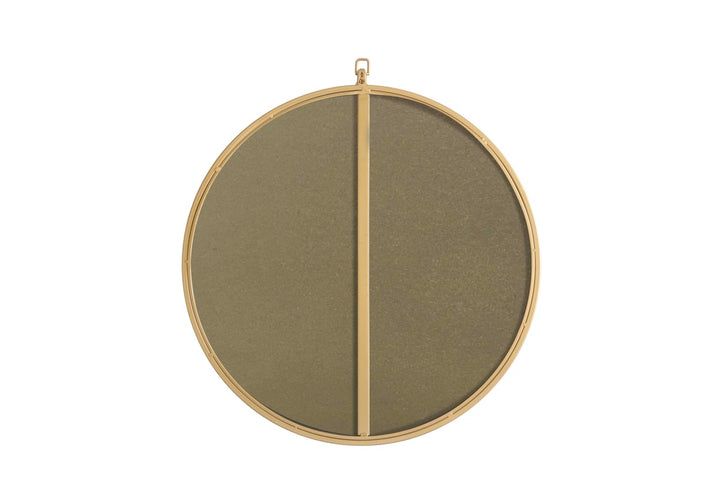 Metal Frame Round Mirror With Decorative Hook 24 Inch Brass Finish
