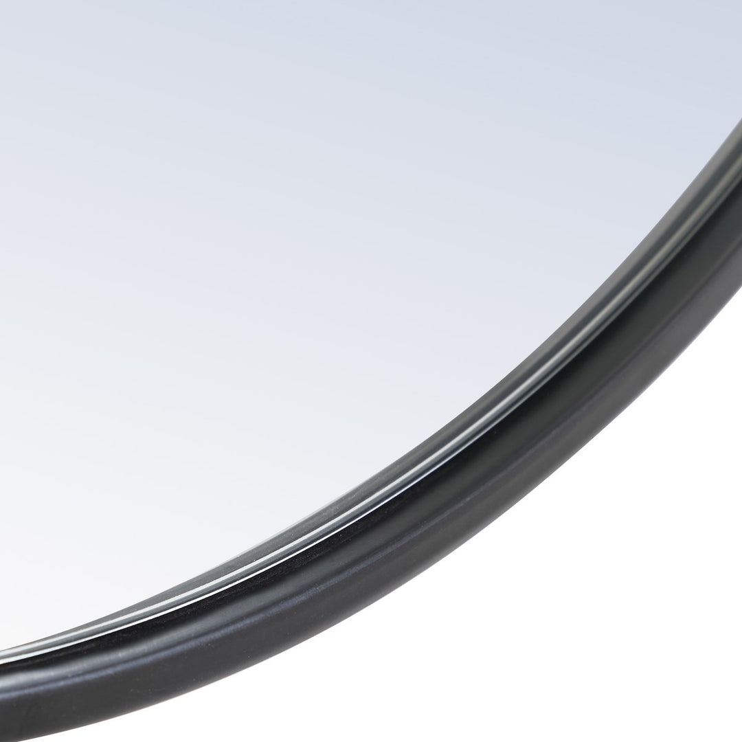 Metal Frame Round Mirror With Decorative Hook 24 Inch Black Finish