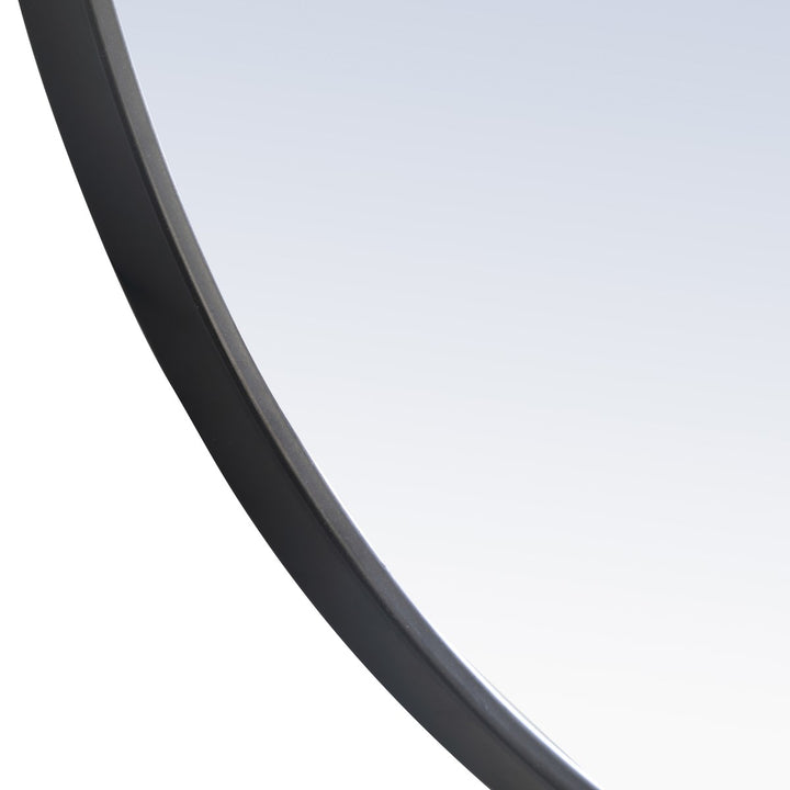 Metal Frame Round Mirror With Decorative Hook 24 Inch Black Finish