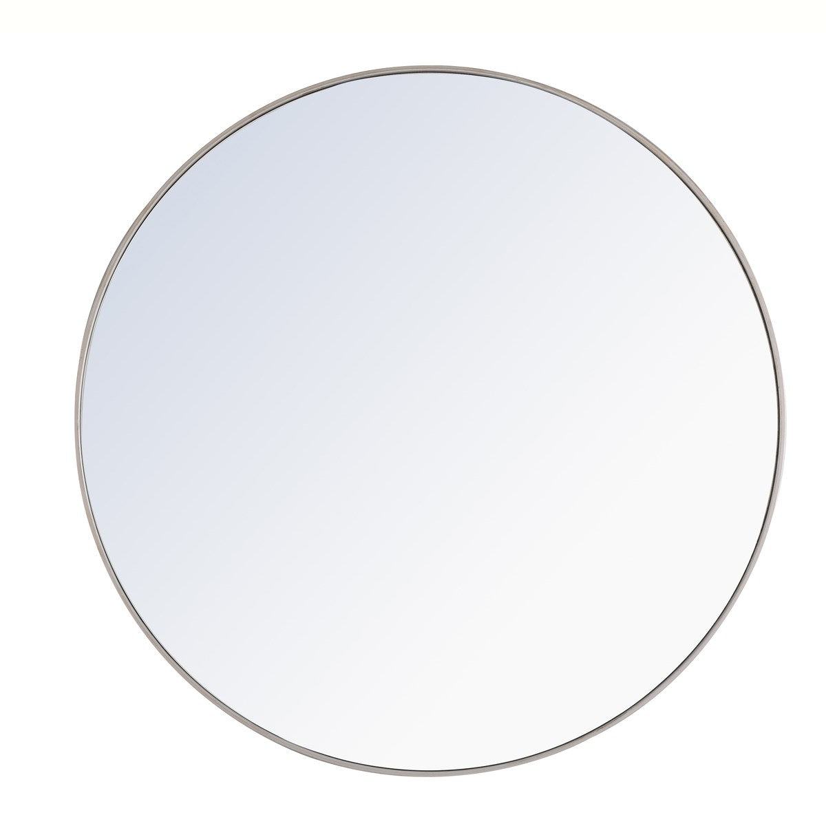 Metal Frame Round Mirror 48 Inch Silver Finish by Elegant Decor
