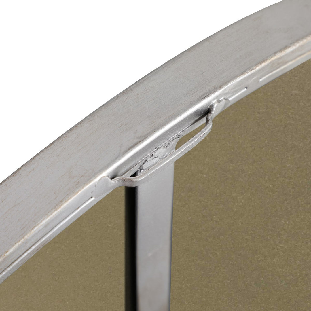 Metal Frame Round Mirror 48 Inch Silver Finish