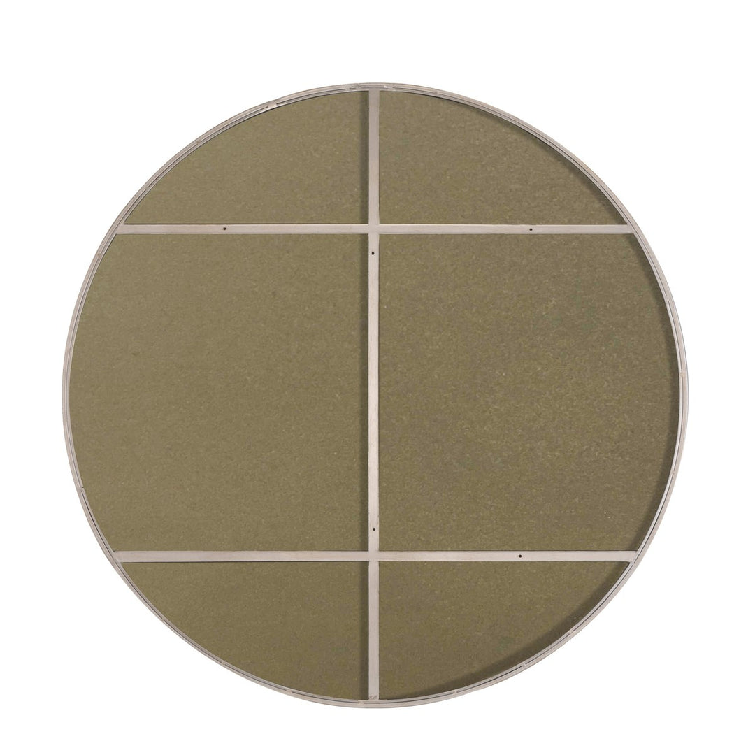 Metal Frame Round Mirror 48 Inch Silver Finish