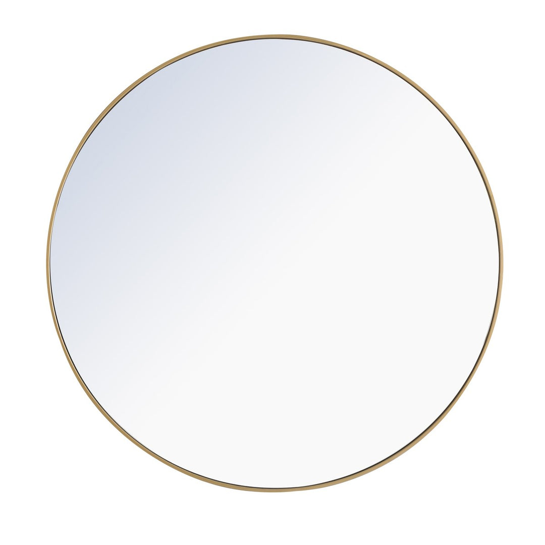 Metal Frame Round Mirror 48 Inch Brass Finish by Elegant Decor