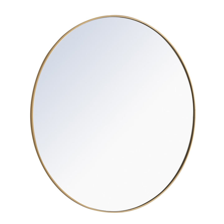 Metal Frame Round Mirror 48 Inch Brass Finish