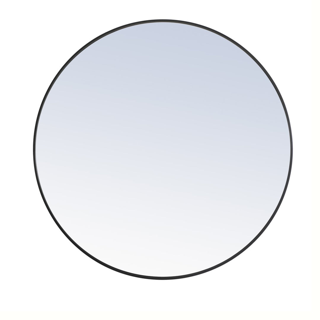 Metal Frame Round Mirror 42 Inch Black Finish by Elegant Decor