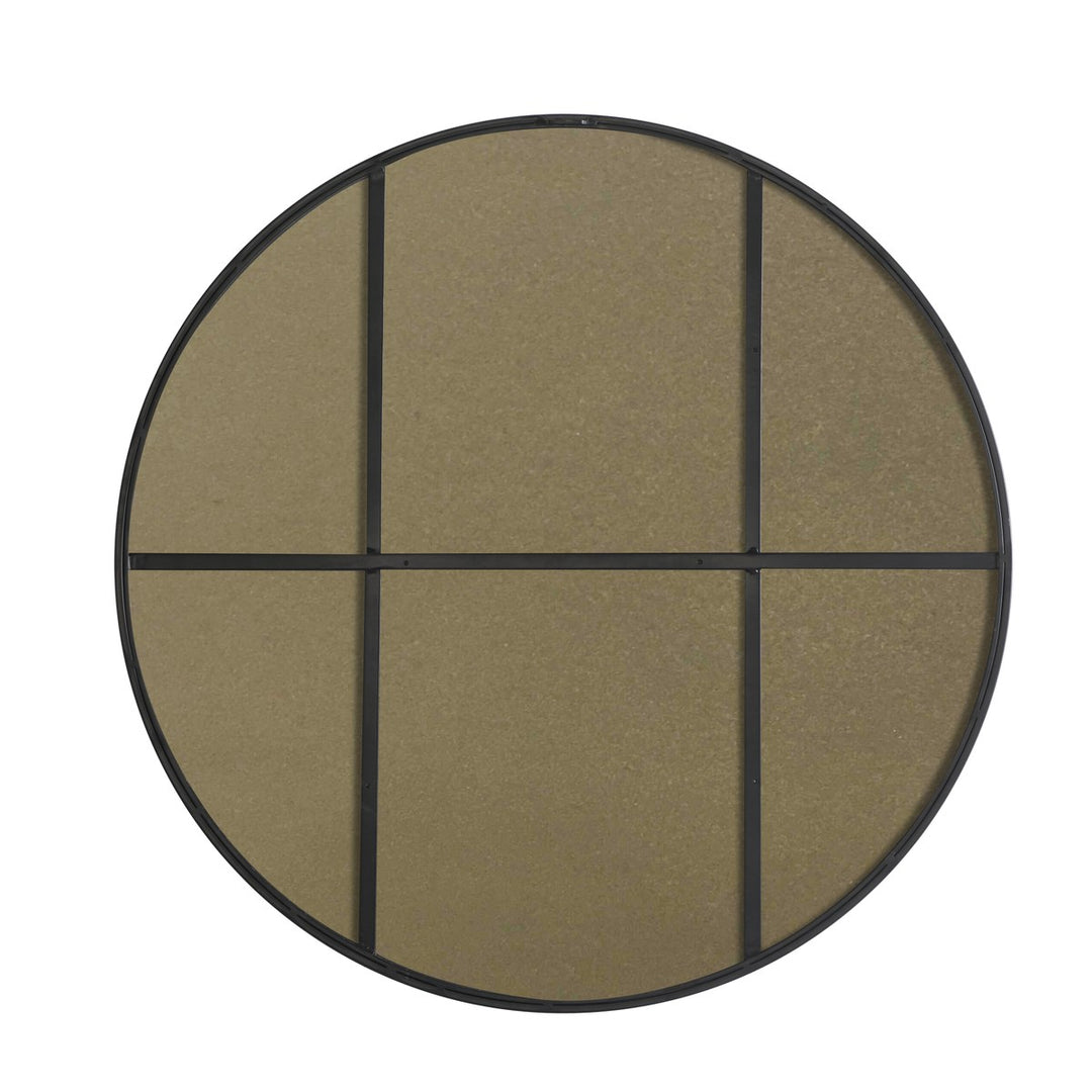 Metal Frame Round Mirror 42 Inch Black Finish